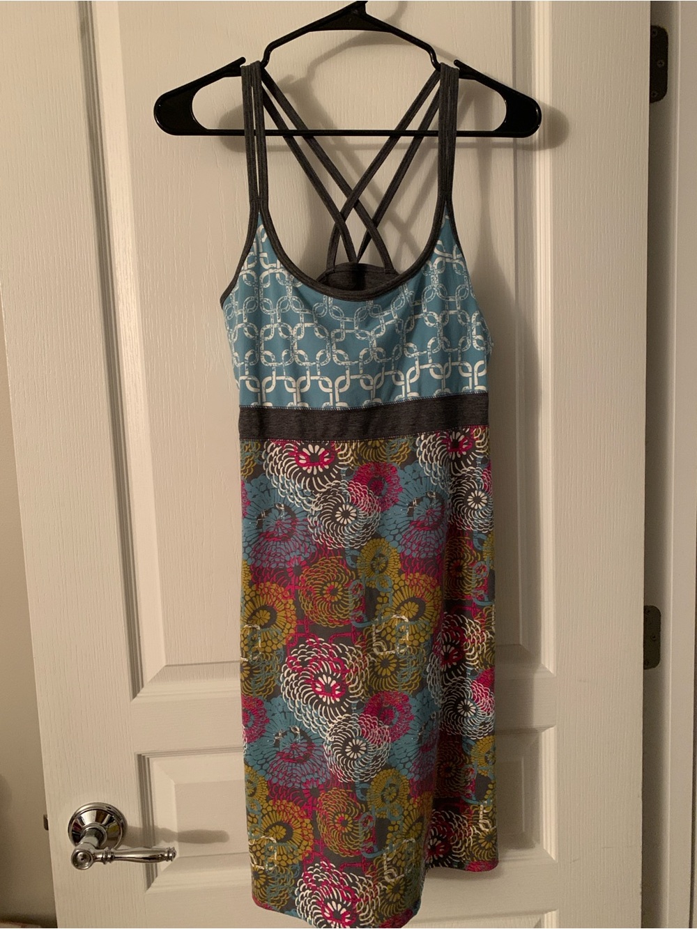 NWT: Soybu Multi-Color Strappy Summer Athletic Dress with Blue Bodice.